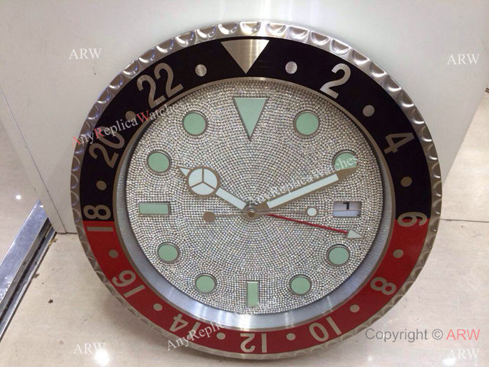 Rolex GMT-Master II Black Red Bezel Diamond Wall Clock